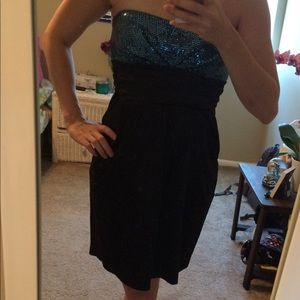 Blue and black sequin cocktail dres/NYE dress